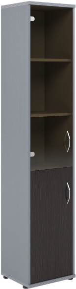 Шкаф колонка комбинированная СУ-1.2(L) Венге/Металлик 406*365*1975