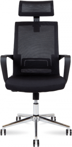 Кресло офисное Интер чёрная сетка/хром