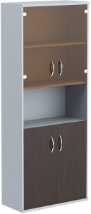 Шкаф комбинированный малыми стеклянными и глухими дверьми СТ-1.4 Венге Магия/Металлик 770*365*1975